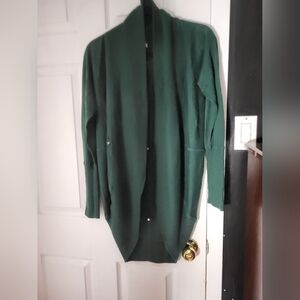 Dark Green Open Front Cardigan